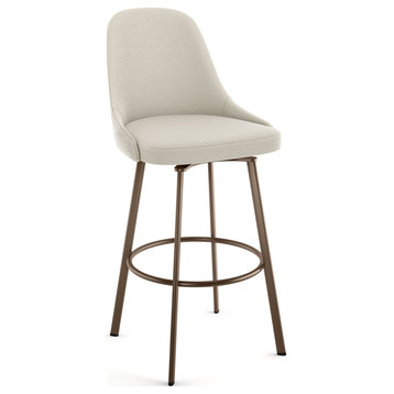 Amisco Harper Swivel Stool, Cream Boucle Polyester/Bronze Metal, Counter Height
