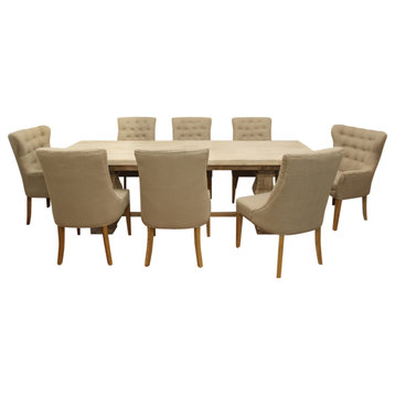 Benedict 9-Piece Dining Set - 90" Extension Table, 2 Arm Chairs, 6 Side Chairs