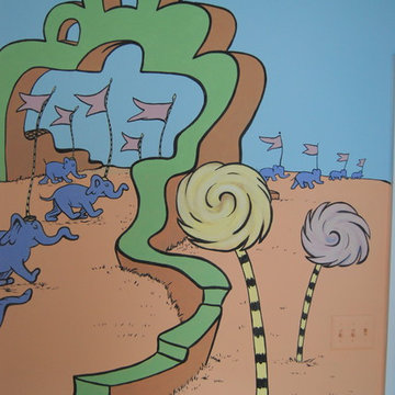 Oh, The Places You'll Go! Dr. Seuss Mural throughout a nursery