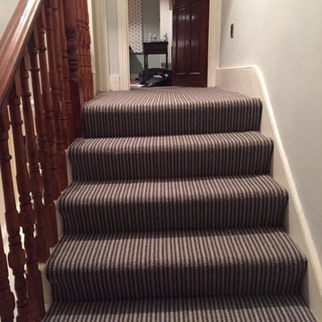 Striped Carpet to Stairs Installation