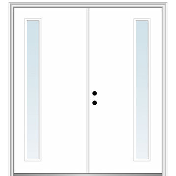 72"x80" 1 Lite Clear Right-Hand Inswing Primed Fiberglass Door, 6-9/16"