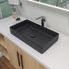 ABC902-BM Black Matte 24" Modern Rectangular Above Mount Ceramic Sink