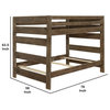 Benzara BM215916 Transitional Wooden Full Over Full Bunk Bed, Guard Rails, Brown