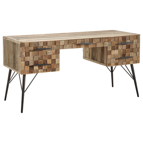 Liverpool Modern Patterned Elm Office Writing Desk