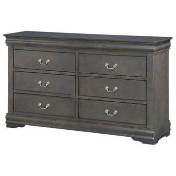 15" X 57" X 33" Dark Gray Wood Dresser