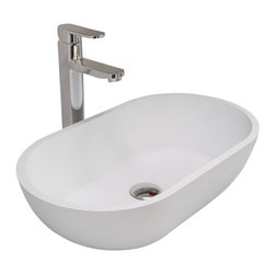 ADM Bathroom Design - ADM Oval Countertop Vessel Sink, White, 22" - Bathroom Sinks