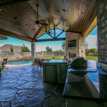 Patio Cover, Kitchen, and Fireplace: Katy, TX