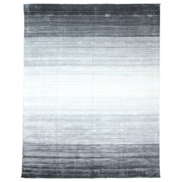 Modern Hand Knotted Rug, Black, 9'x11'4"