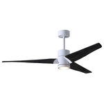 Matthews Fan - Super Janet 52" Ceiling Fan, LED Light Kit, Gloss White/Matte Black - The Super Janet's remarkable design and solid construction in cast aluminum and heavy stamped steel make it the heroine in any commercial or residential space. Moving air with barely a whisper, its efficient DC motor turns solid wood blades. An eco-conscious LED light kit with light cover completes the package.