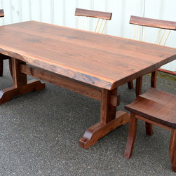 Live Edge Walnut Trestle Table And Spindle Chairs - Dining Sets