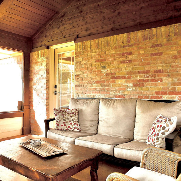 Lake Highlands Home Extension - Exterior cedar screened rear patio.
