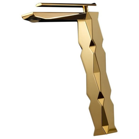 Ikon Luxury Vessel Sink Faucet, Polished Gold, Without pop-up drain