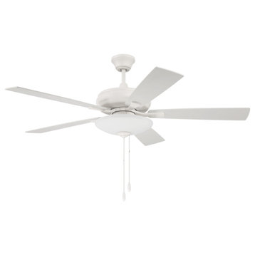 Craftmade ECF111W5 Eos 52" 5 Blade 1 Light Indoor LED Ceiling Fan - White /