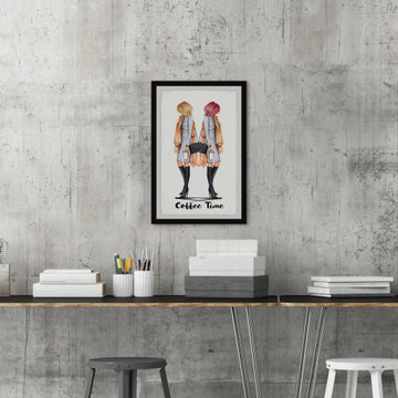 "Monday Coffee Time" Framed Painting Print