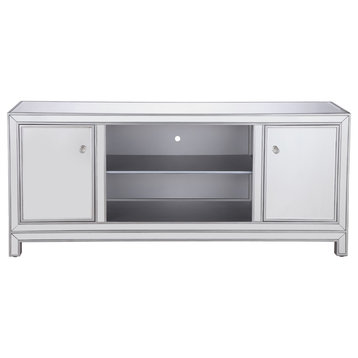 60" Mirrored TV Stand, Without The Fireplace Insert