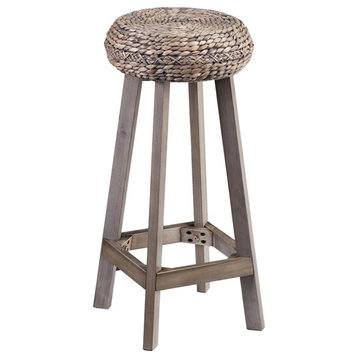 Bowery Hill Modern 30" Backless Hyacinth Bar Stools in Gray (Set of 2)