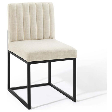 Carriage Channel Tufted Sled Base Upholstered Fabric Dining Chair