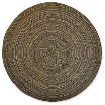 DII Variegated Brown Round Polypropylene Woven Placemat, Set of 6