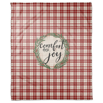 Comfort and Joy Plaid 50x60 Coral Fleece Blanket