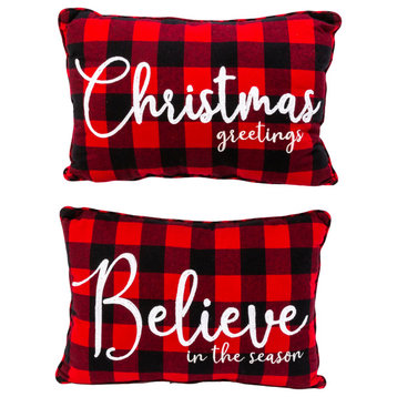 Set of 2 20-in L Fabric Embroidered Holiday Design Pillow