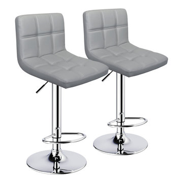 HOMEKOKO Square Back 32.5" Swivel Adjustable Height Bar Stool