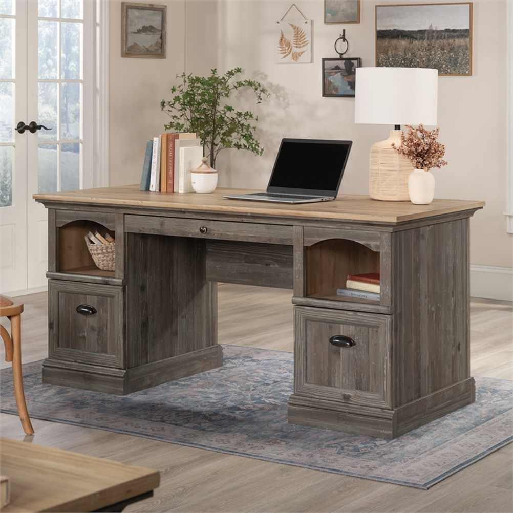 Picture Idea: Sauder Sonnet Springs Engineered Wood Executive Desk In Pebble Pine