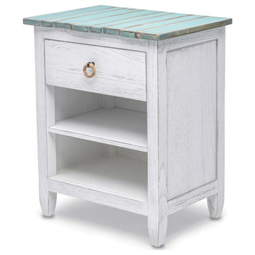 Sea Winds Picket Fence 1-Drawer Nightstand Blue Finish