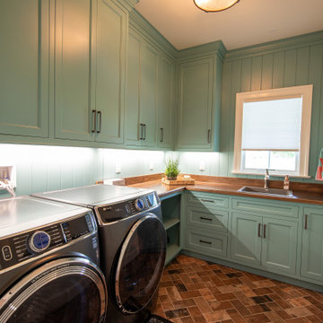 Teal and Terracotta Laundry Room