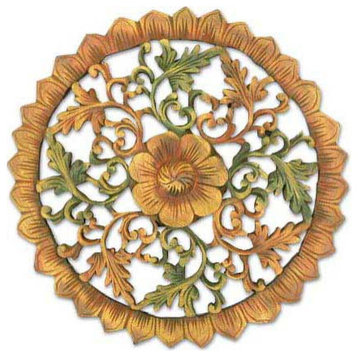 NOVICA Morning Bloom And Teak Relief Panel