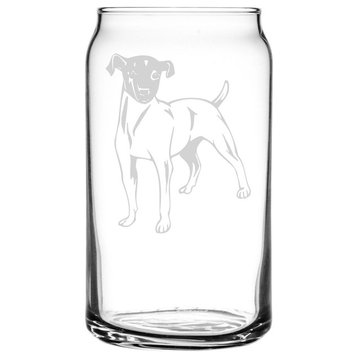Japanese Terrier Dog Themed Etched All Purpose 16oz. Libbey Can Glass