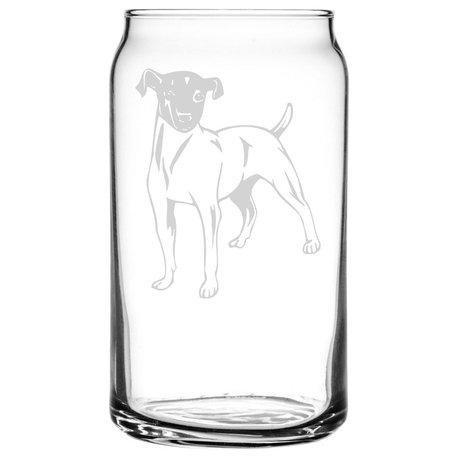 Japanese Terrier Dog Themed Etched All Purpose 16oz. Libbey Can Glass