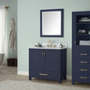Avanity Modero Bath Vanity in Navy Blue, 36", Single Sink, Carrara White Marble