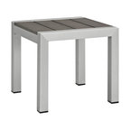 Shore Outdoor Aluminum Side Table, Silver Gray