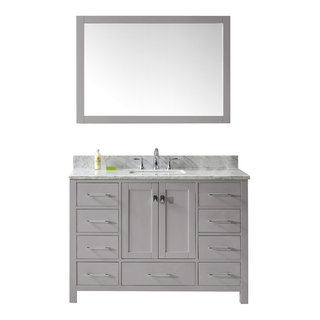 Caroline Avenue48" Vanity With Marble Top and Square Sink With Mirror ...