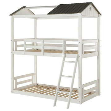 ACME Nadine Cottage Twin over Twin Bunk Bed in Weathered White & Gray
