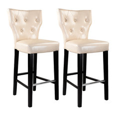 Tufted Bar Stools And Counter Houzz Corbrands Distribution Llc Kings Bar Height Stools Set Of 2 Cream Bonded