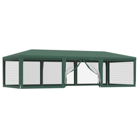 vidaXL Gazebo Outdoor Party Tent with 8 Mesh Sidewalls Green 29.5'x13.1'HDPE