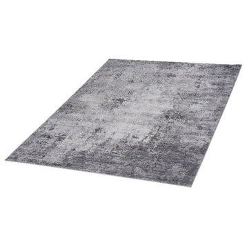 Usak Collection 6' x 9' Light Gray Oriental Distressed Non-Shedding Area Rug