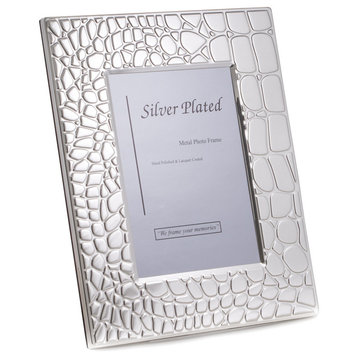 Silver Plated With "Croco" Design 8"X10" Picture Frame