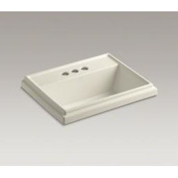 Almond Tresham&reg; Rectangular Drop-in Bathroom Sink With 4" Centerset Faucet Holes - Bathroom Sinks