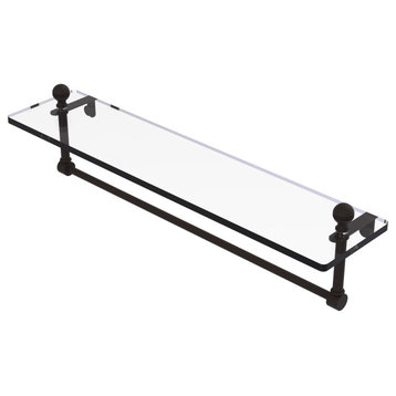 Mambo 22" Glass Vanity Shelf with Towel Bar, Oil Rubbed Bronze