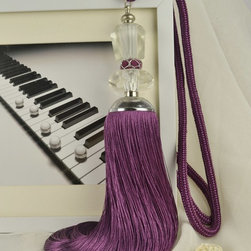6 Colors QYM22 Polyester and Acrylic Curtain Tassel Tie Backs in Purple Color - Window Treatment Accessories