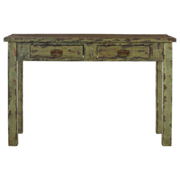 Brice 2 Drawer Console, Antique Green