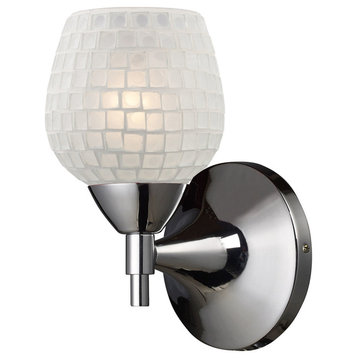 Celina 1-Light Sconce, Polished Chrome and White