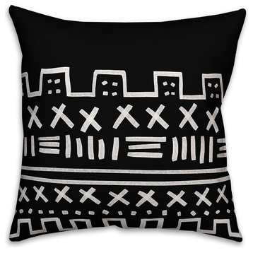 Black and White Tribal 18x18 Outdoor Throw Pillow