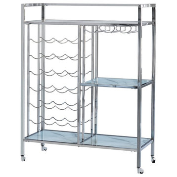 Coaster Derion Contemporary Metal Serving Cart with Casters Chrome in Silver