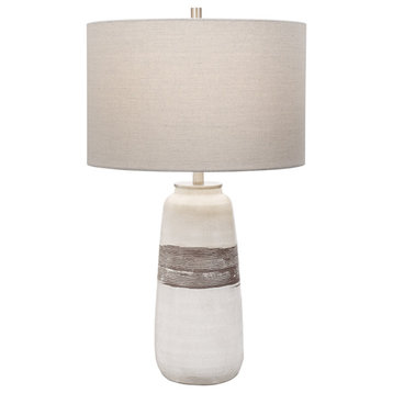 Uttermost 28392-1 Comanche 27" Tall Vase Table Lamp - Off-White Crackle