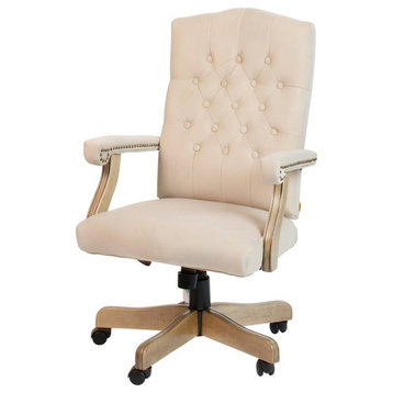 Flash Furniture Microfiber Fabric Executive Swivel Office Chair in Ivory
