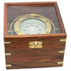 Gimbaled Brass Compass in Wood Box With Glass Top