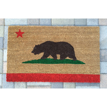 Hand Painted "California Bear" Welcome Mat, California Flag Colors